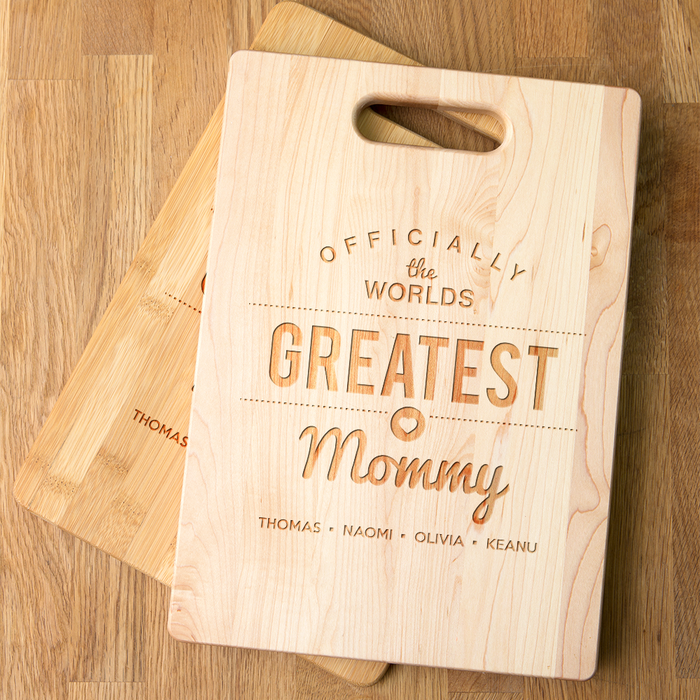 Worlds Greatest Mommy Personalized Maple Cutting Board
