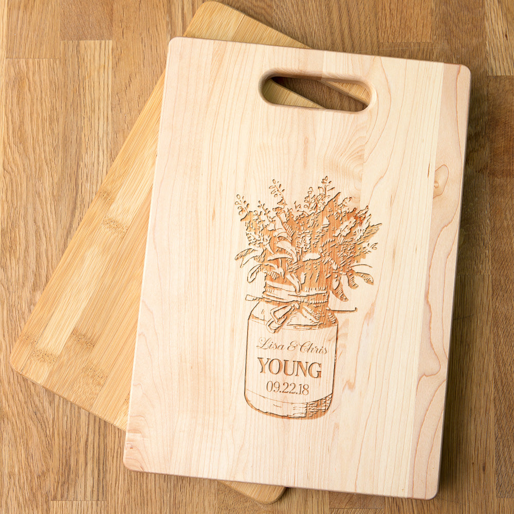 Mason Jar Personalized Maple Cutting Board