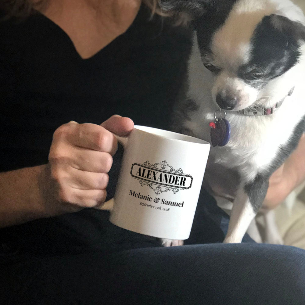 Personalized Ceramic Coffee Mug Surname Reversed