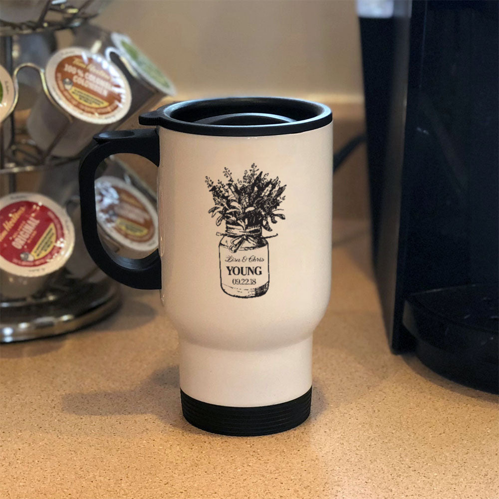 Metal Coffee and Tea Travel Mug Mason Jar Personalized
