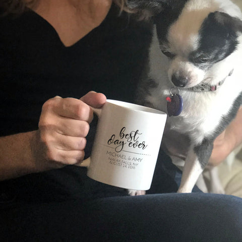 Image of Personalized Ceramic Coffee Mug Best Day Ever