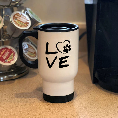 Image of Metal Coffee and Tea Travel Mug Love Paw