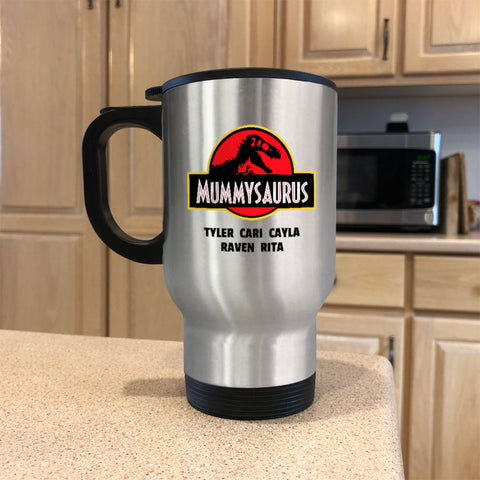 Mummysaurus Personalized Metal Coffee and Tea Travel Mug