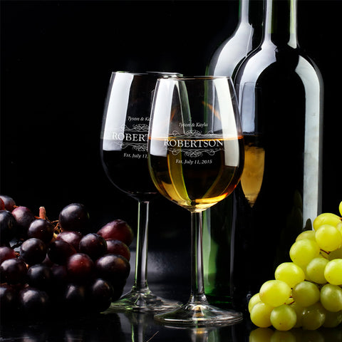 Image of Personalized Family Est Wine Glass