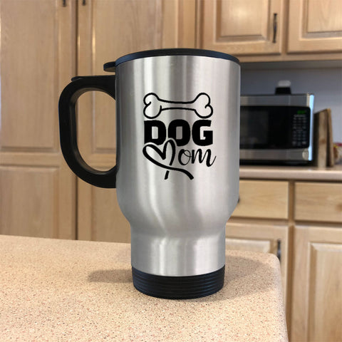 Image of Metal Coffee and Tea Travel Mug Dog Mom Bone
