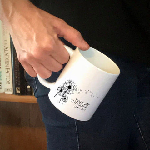 Image of Personalized Ceramic Coffee Mug Dandelion Love Couple