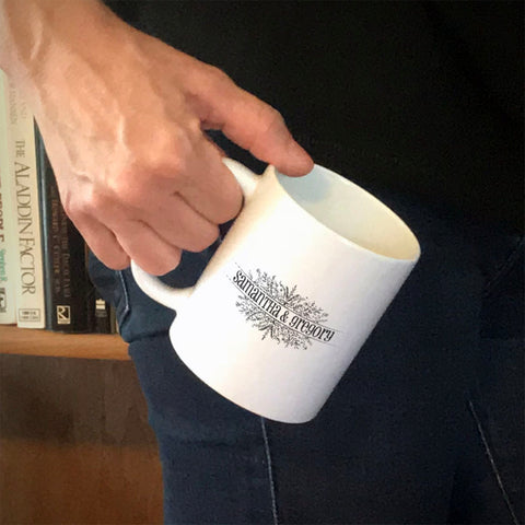 Image of Personalized Ceramic Coffee Mug Newlywed Flora