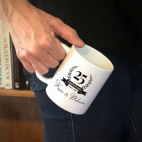 Image of Anniversary Laurel Personalized Ceramic Coffee Mug