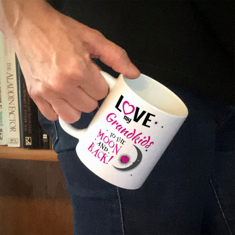 Image of Personalized Ceramic Coffee Mug Love My Grandkids To the Moon and Back