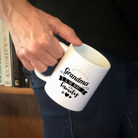 Image of Personalized Ceramic Coffee Mug Grandma Is The Heart Of The Family