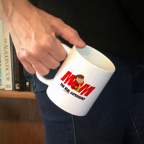 Image of Mom The Real Superhero Ceramic Coffee Mug