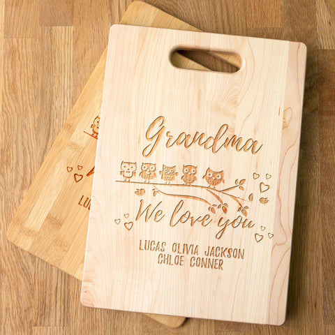 Image of Owl Love Personalized Maple Cutting Board