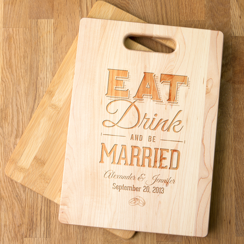Image of Eat Drink And be Married Personalized Cutting Board