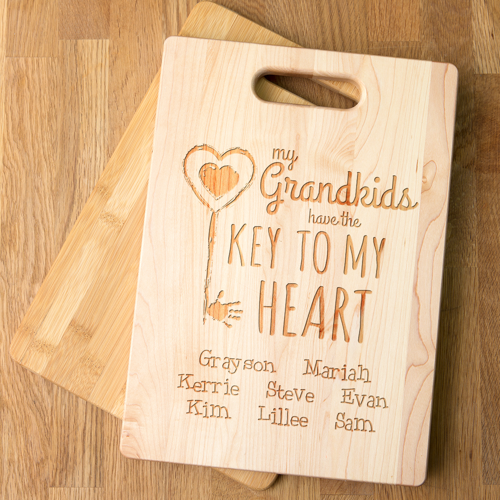 Key To Grandma's Heart Personalized Cutting Board