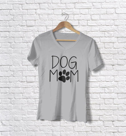 Image of Ladies Cotton V-Neck T-Shirt Dog Mom