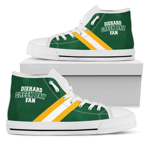 Diehard Green Bay Fan Sports High Top Shoes White
