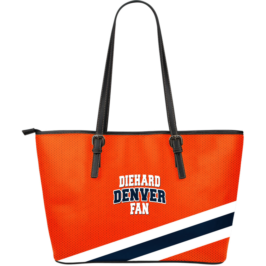 Diehard Denver Fan Sports Leather Tote Bag Orange