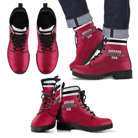 Image of Diehard San Francisco Fan Sports Leather Boots Red