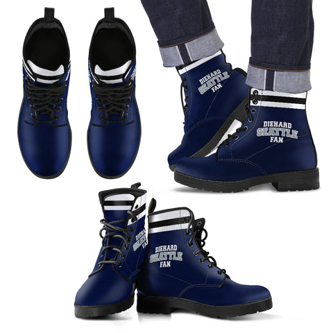 Image of Diehard Seattle Fan Sports Leather Boots Navy