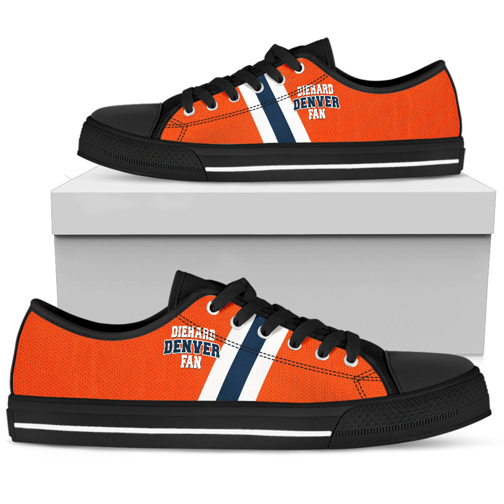 Diehard Denver Fan Sports Low Top Shoes Orange Black