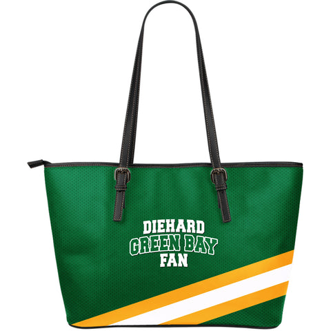 Image of Diehard Green Bay Fan Sports Leather Tote Bag