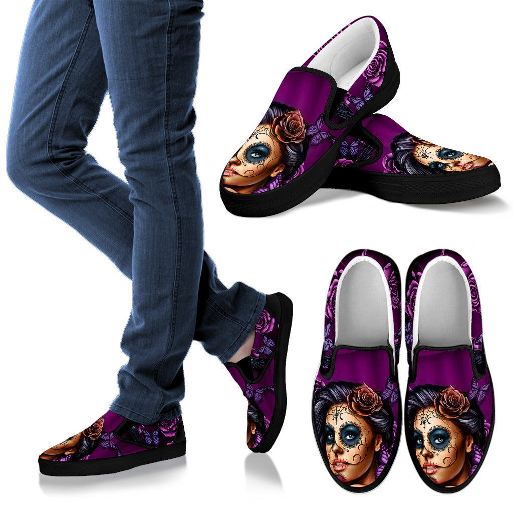 Calavera Sugar Skull Women's Slip On Shoes