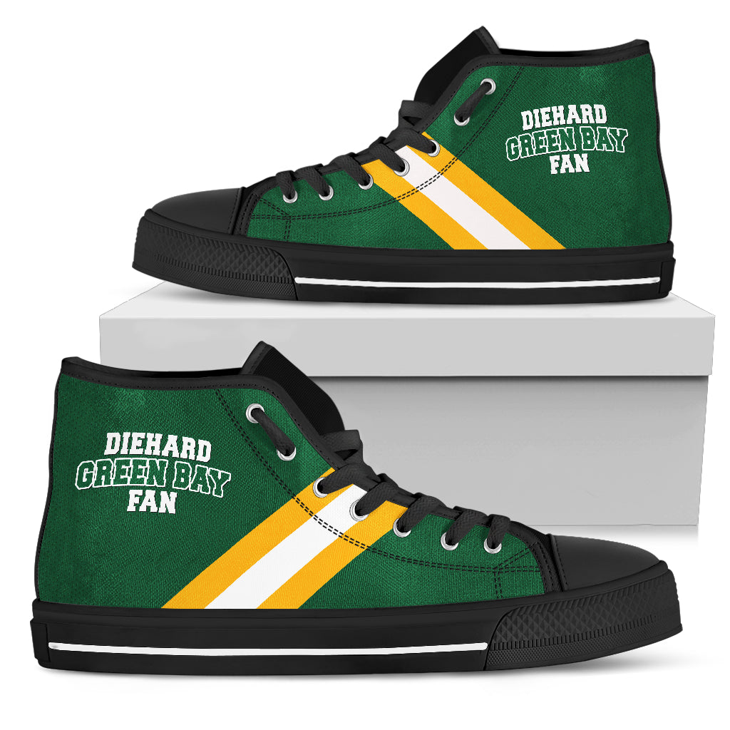 Diehard Green Bay Fan Sports High Top Shoes Black