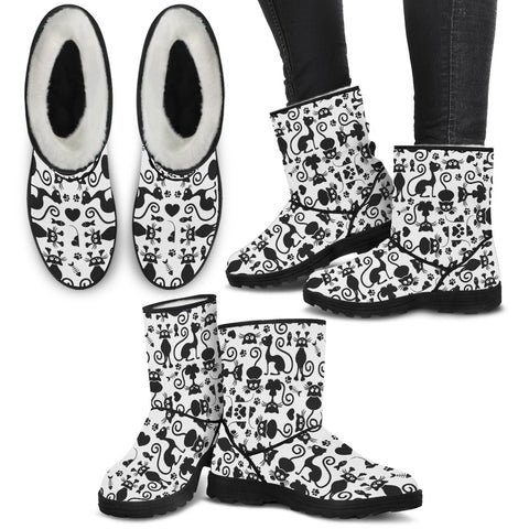 Image of Cats Faux Fur Boots White