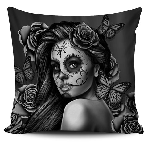Image of Calavera Sugar Skull Pillow Cover