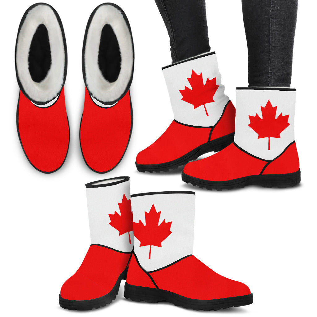 Canada Flag Faux Fur Boots