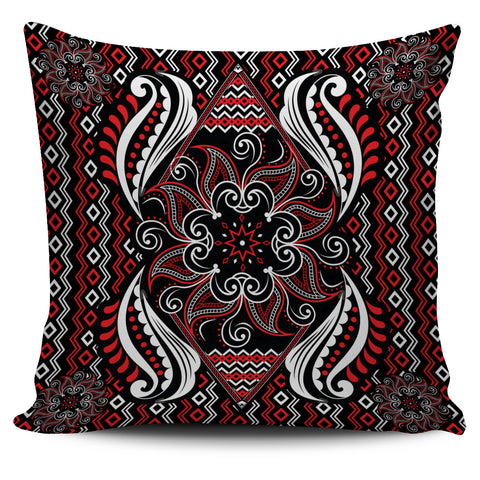 Image of Mandala Pillow Cover Black and Red
