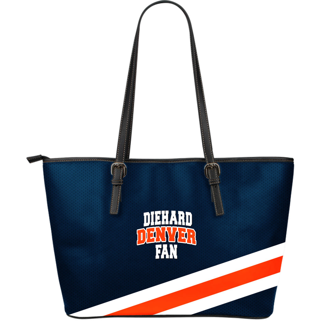 Diehard Denver Fan Sports Leather Tote Bag Navy