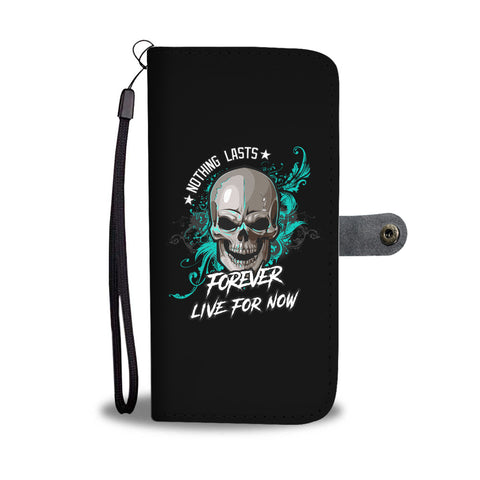 Image of Skull Cell Phone Wallet Case Live For Now
