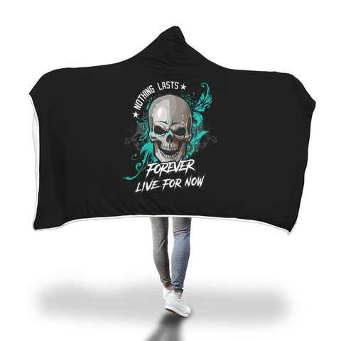 Image of Skull Hooded Blanket Live For Now