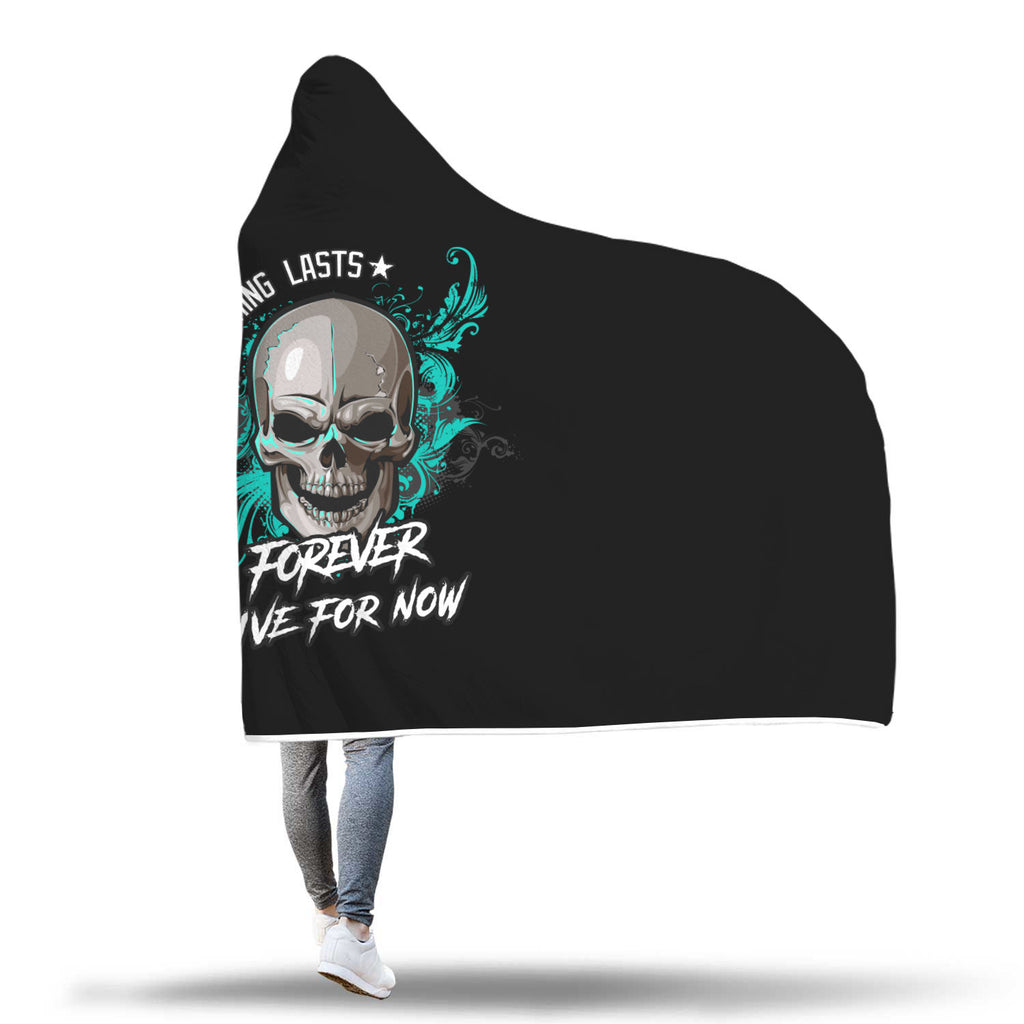 Skull Hooded Blanket Live For Now