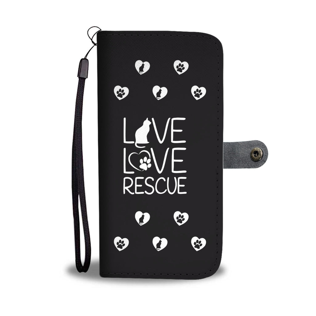 Live Love Rescue Cat Cell Phone Wallet Case