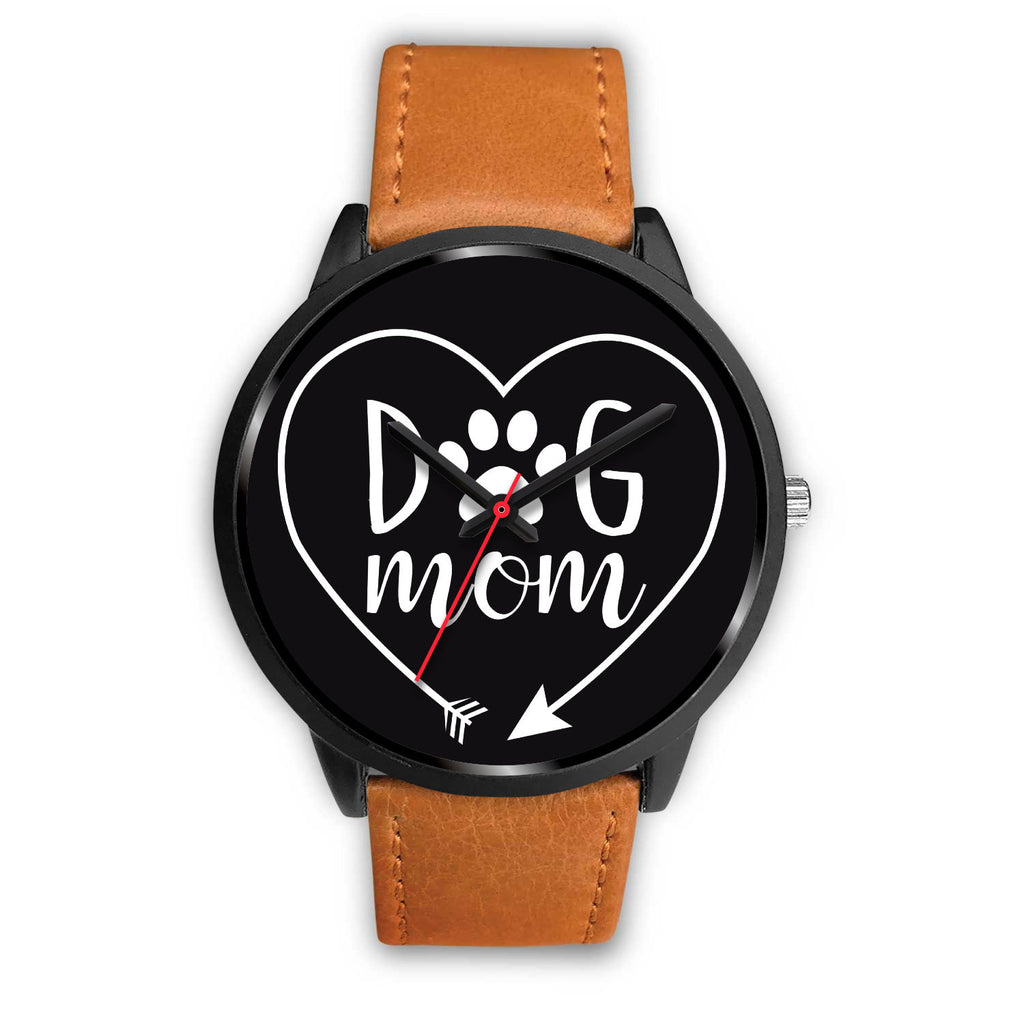 Dog Mom Heart Watch Black