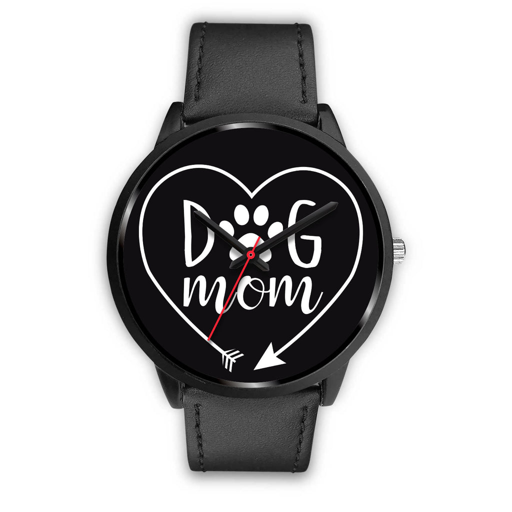 Dog Mom Heart Watch Black
