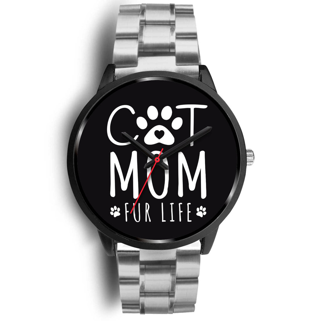 Cat Mom Fur Life Watch Black