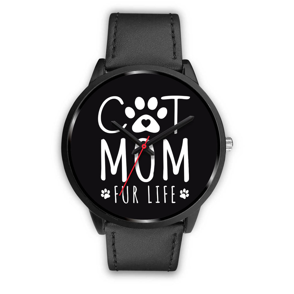 Cat Mom Fur Life Watch Black