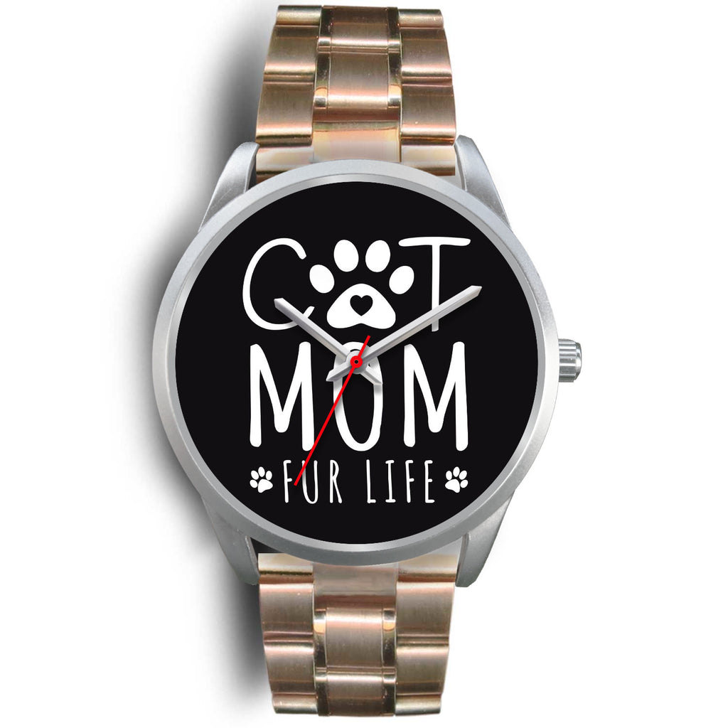 Cat Mom Fur Life Watch Silver