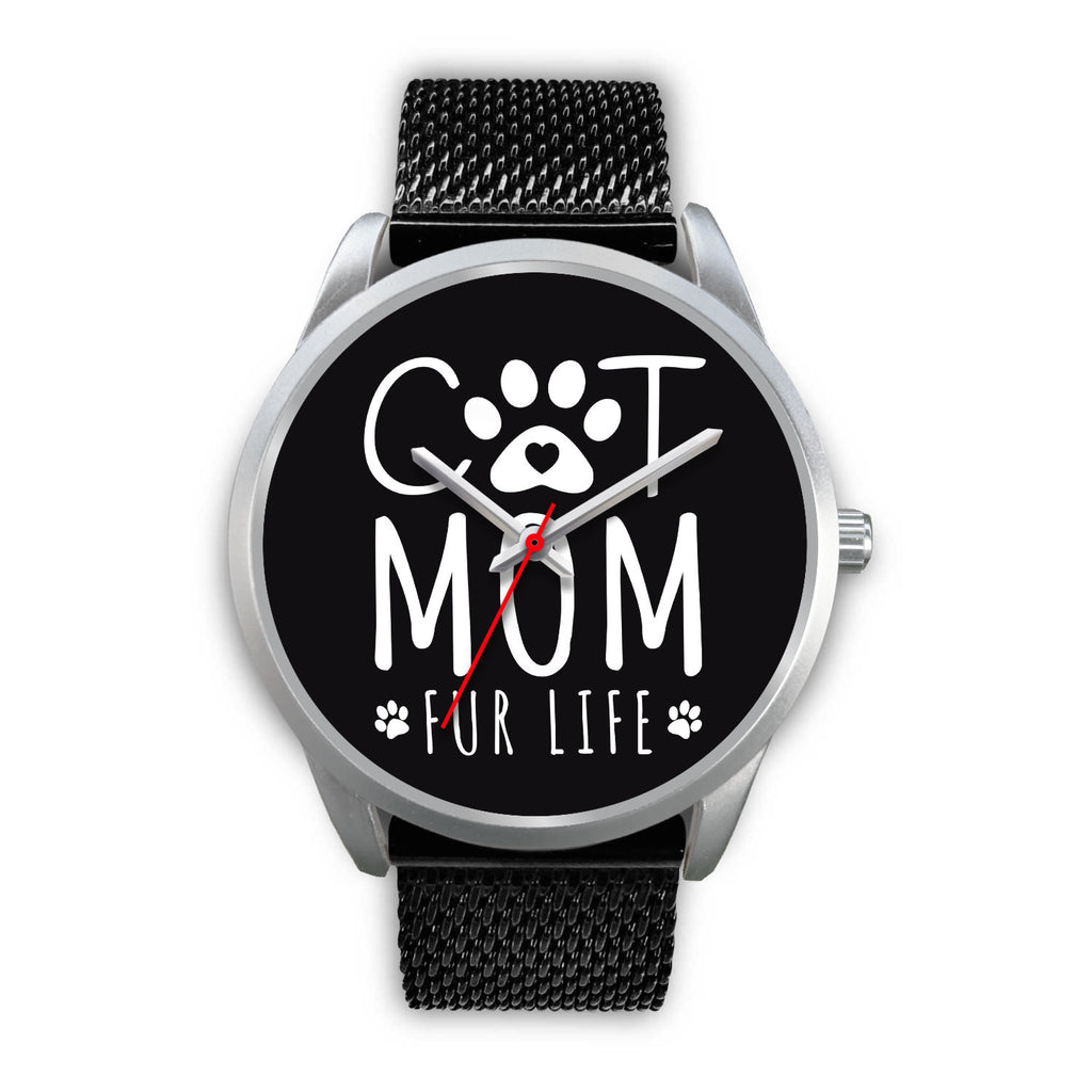 Cat Mom Fur Life Watch Silver