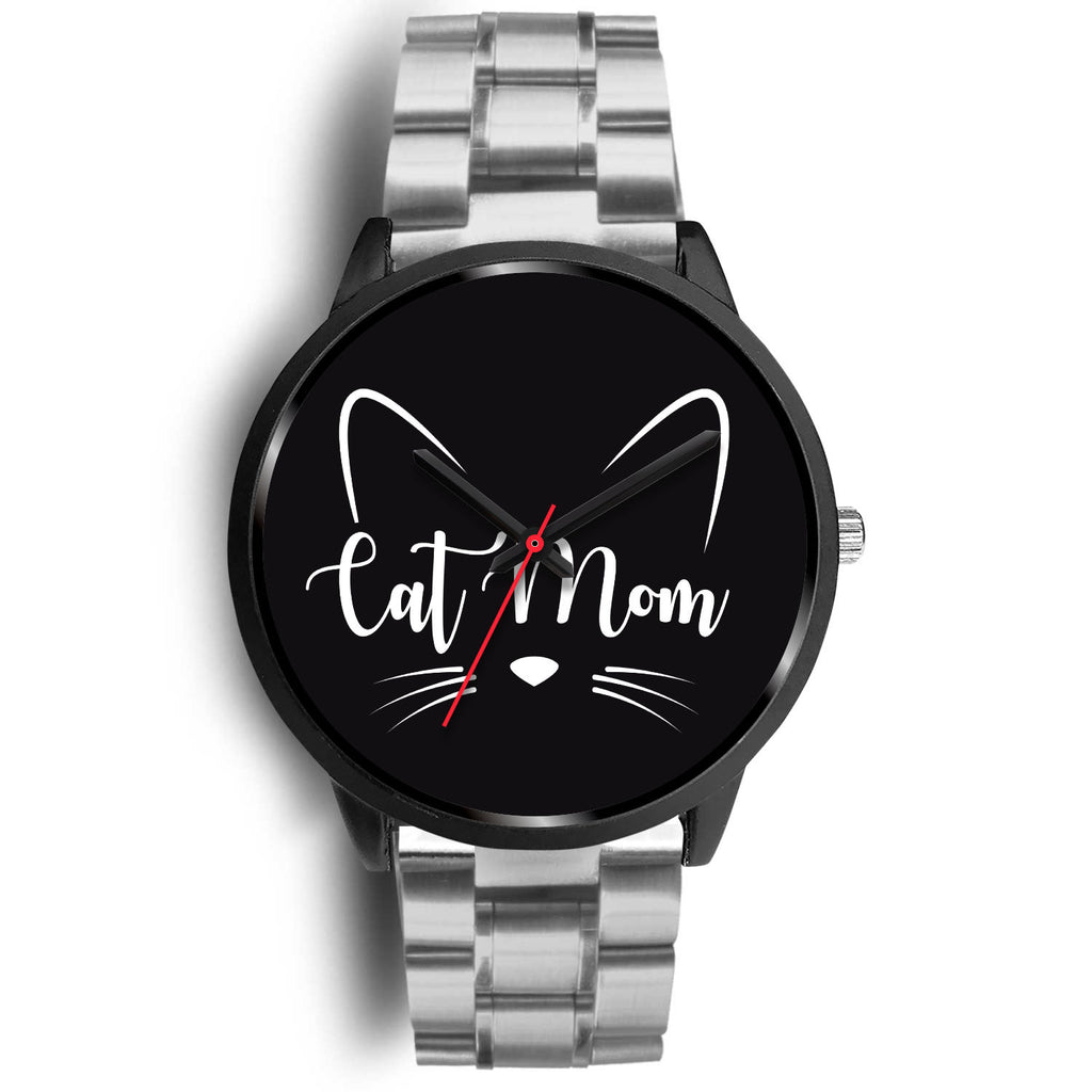 Cat Mom Whiskers Watch Black