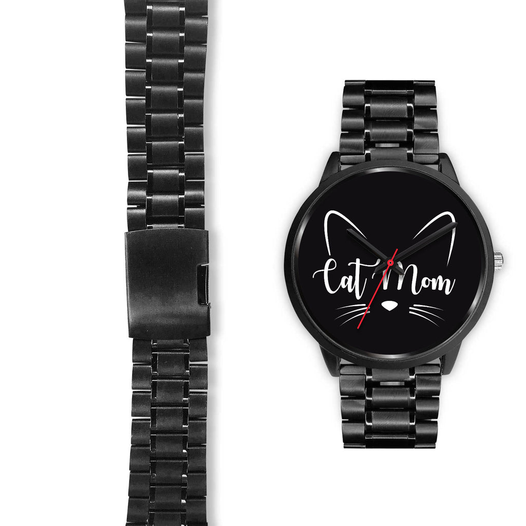 Cat Mom Whiskers Watch Black