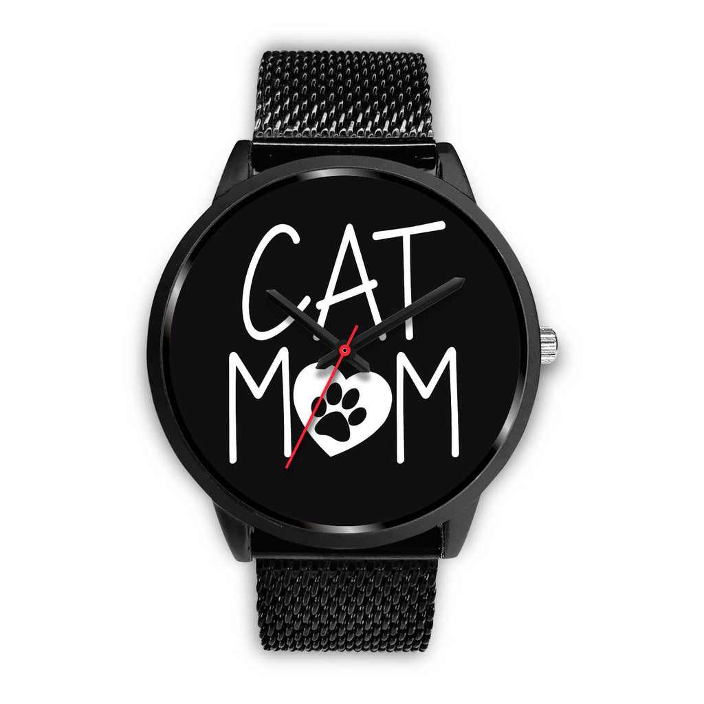 Cat Mom Watch Black