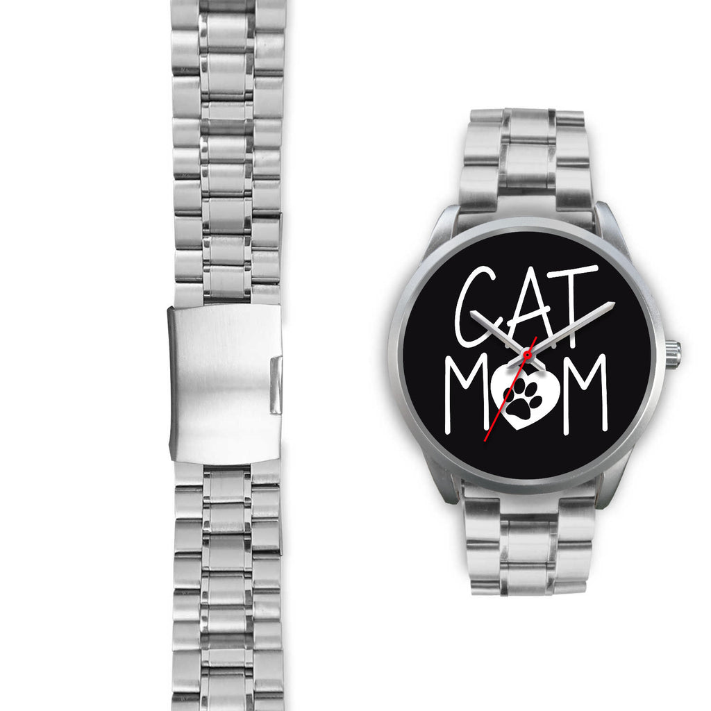 Cat Mom Watch Silver