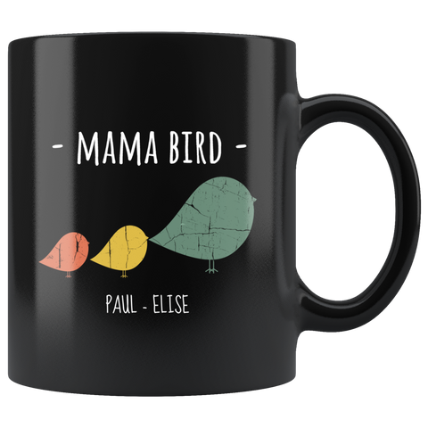 Image of Mama Bird Black Mug Paul Elise