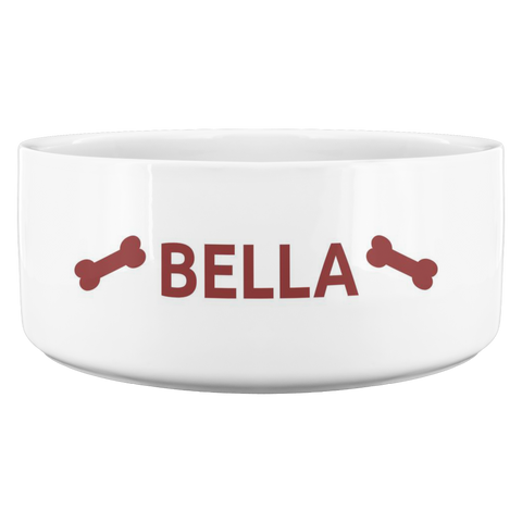Image of Personalized Ceramic Dog Bowl Bone Dog Name