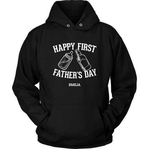 Image of Happy First Fathers Day Personalized Hoodie Sweatshirt