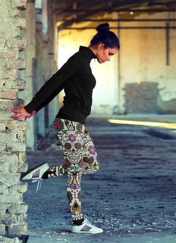 Image of Violet Sugar Skull Leggings